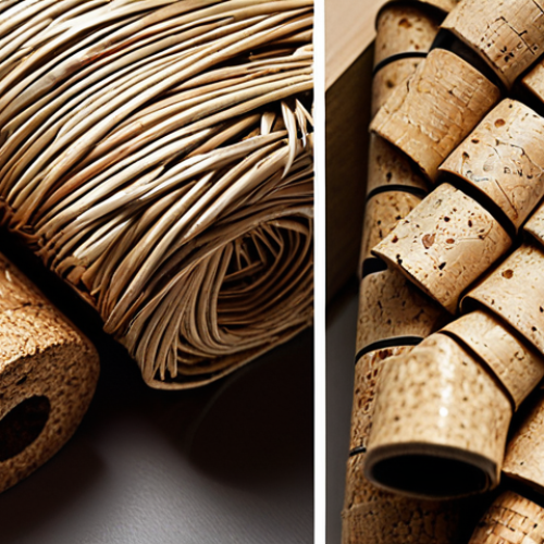 ** A close-up shot of various sustainable materials used in eco-design. Focus on textures and details. Feature recycled plastic with visible markings, bamboo stalks woven together, a sample of cork showing its cellular structure, and a woven linen fabric. The lighting should be soft and natural, highlighting the beauty and potential of these materials.

**